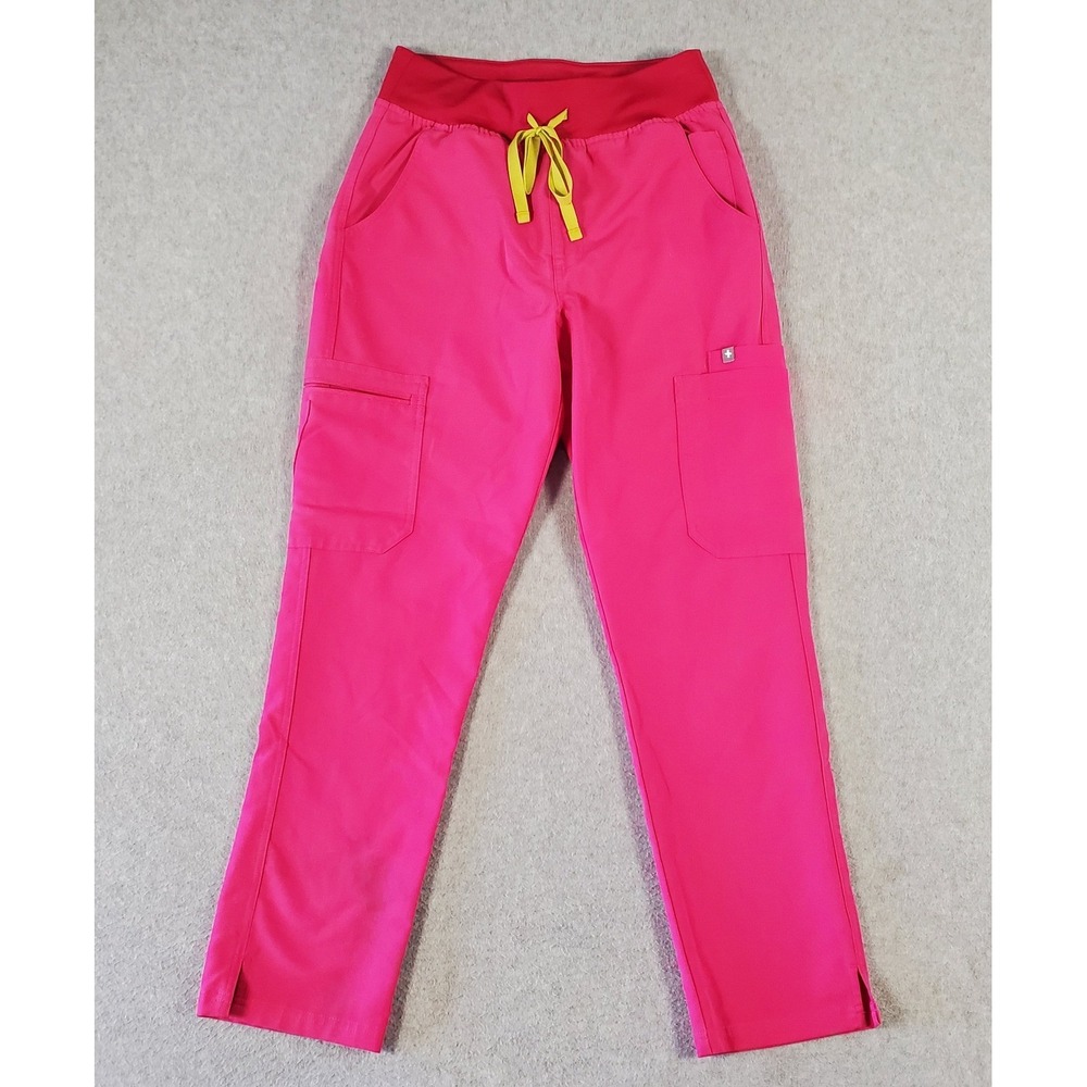 Figs Yola Skinny Scrub Pants Shocking Pink Small Petite S/P Technical Collection